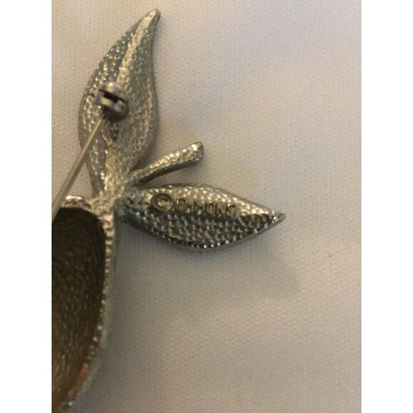 Vintage Signed EMMONS Goldtone Textured PEAR Shape Pin Brooch - Picture 7 of 9